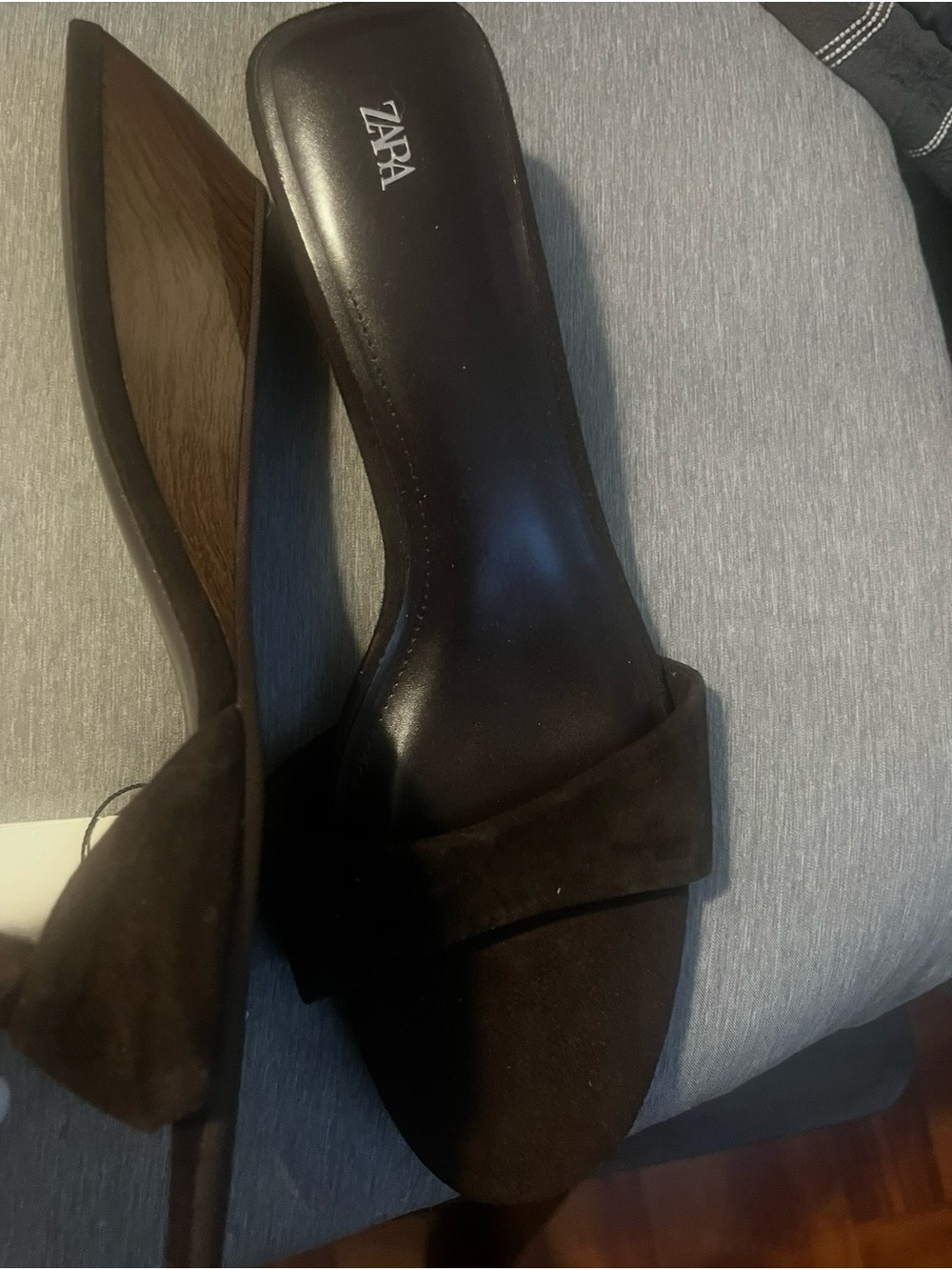 ZARA Brown Suede Slide Mules